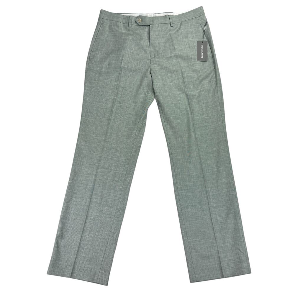 Michael Kors Mens Marvin Classic Fit Stretch Sharkskin Dress Pants Mint 33x30